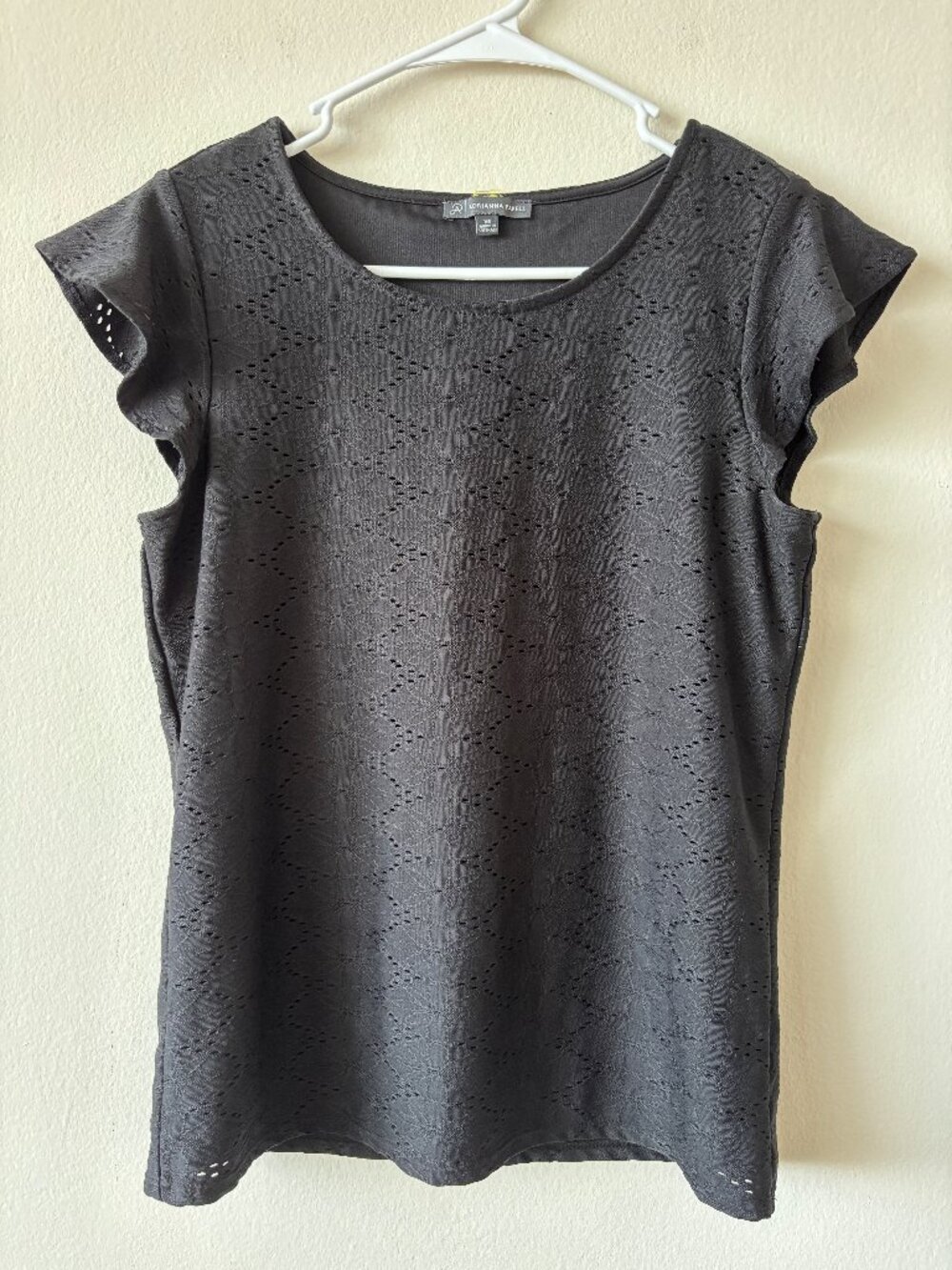 Adrianna Papell Black Flutter Sleeve Top - Size XS